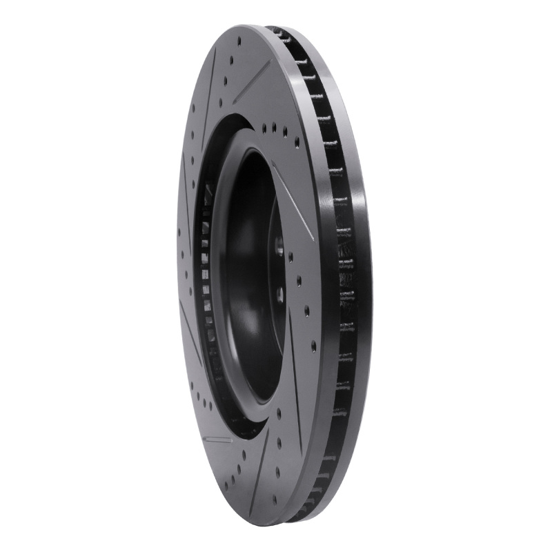 Land Rover LR3 Brake Rotor (1) - Front Right - R1 Concepts - Drilled & Slotted - Black - `05-`09